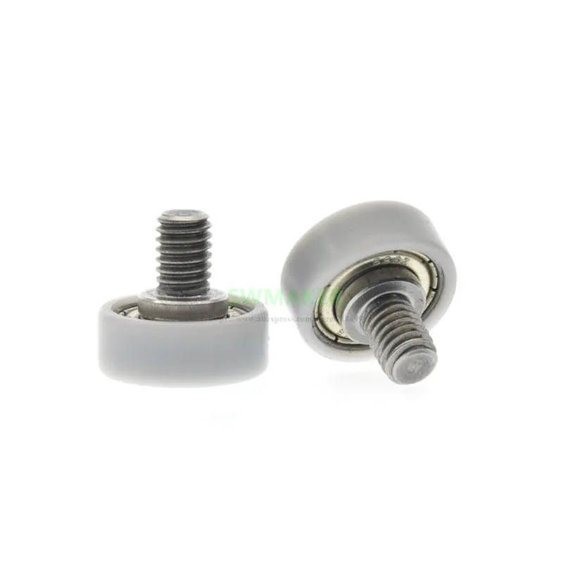 1pcs M6*17*6.5 mm 696 bearing pulley, M6 external thread, flat wheel, drawer cabinet guide wheel, wrapped POM