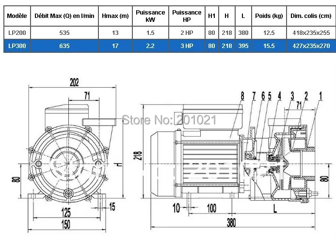 pompe de massage pour spa ou piscine 2200 W 3 cv pump massage or spa pool 2200 W 3 hp  Pump for pool or spa