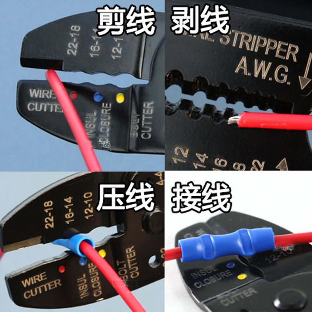 Alicates pelacables para terminales de Cable, cortador de prensado con Kit surtido de terminales de 420 Uds.