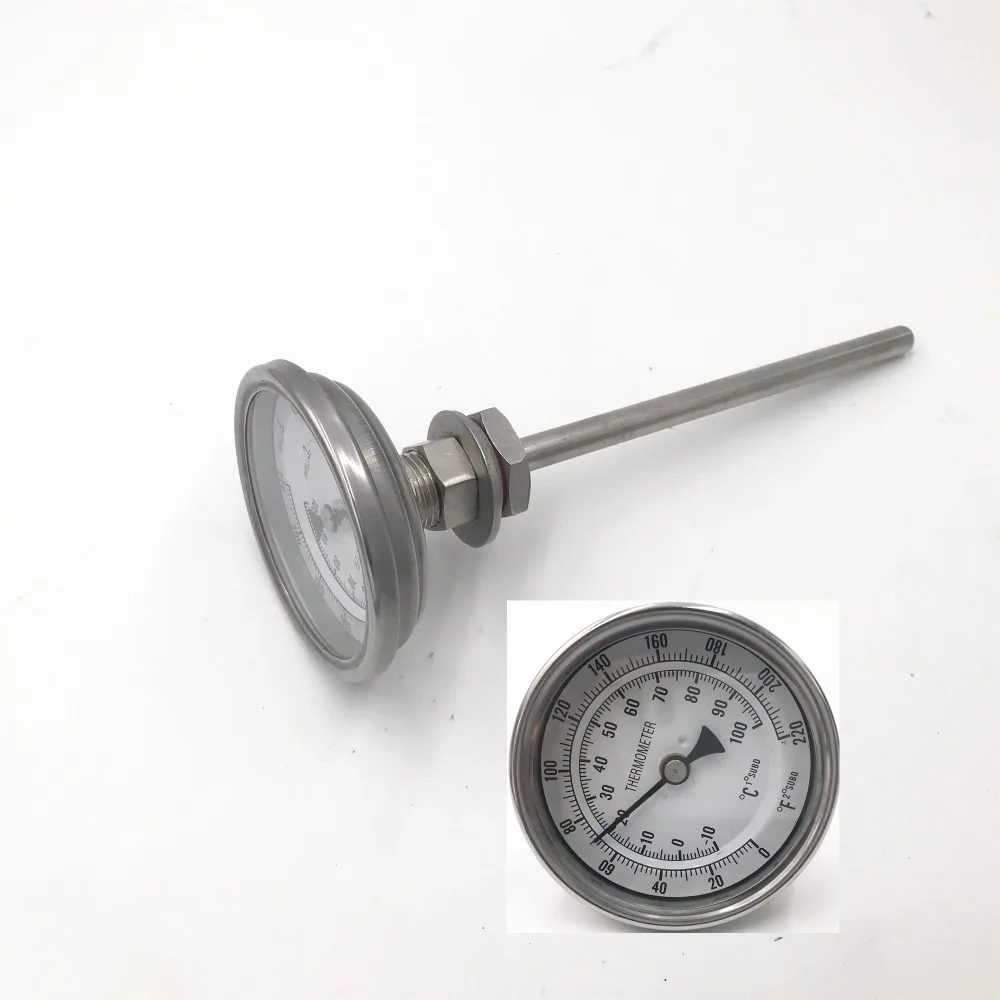 New br 19cmL Kettle Thermowell and Thermometer with Lock Nut Weldless Bulkhead Kit, Stainless Steel 304, 1/2