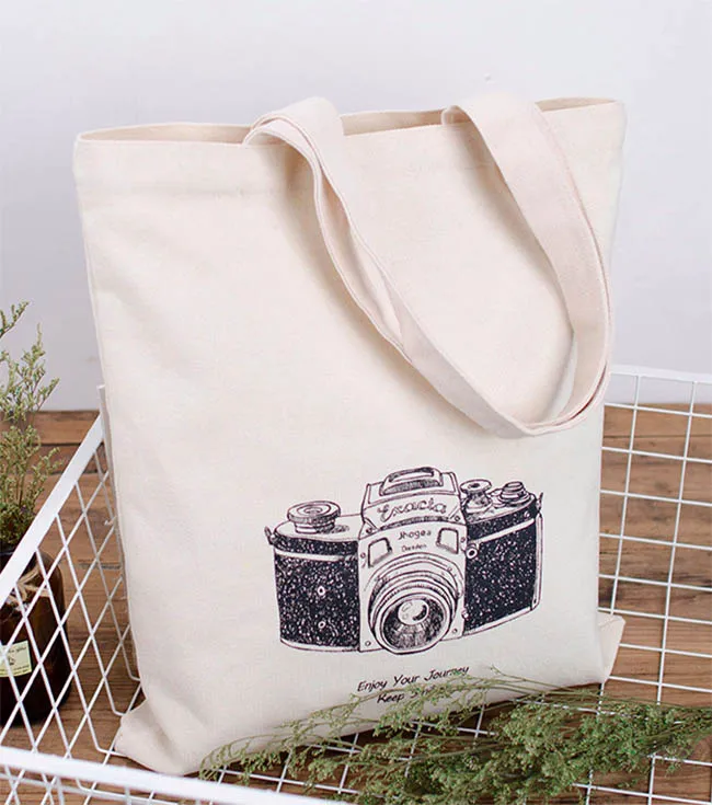 100 pcs/lot Customized Logo Canvas Bag  Environmental Protection Tote Bag Washable Natural Canvas Shopping Bag