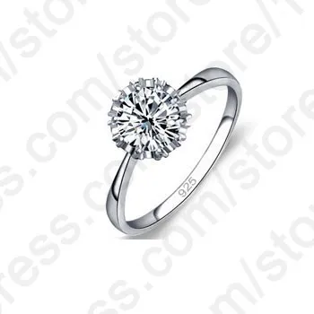 High Quality 925 Sterling Silver Color Jewelry Classic Engagement Ring 4 Size AAA  CZ  Ring Jewelry Fast Shipping