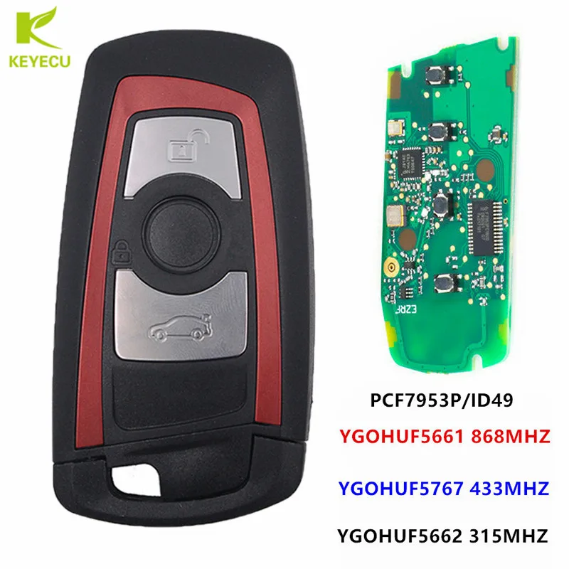 KEYECU Red Smart Remote Key Fob 315MHz YGOHUF5662,434MHz HUF5767,868 MHz HUF5661 For BMW F Chass 5 7 Series FEM / BDC CAS4 CAS4+