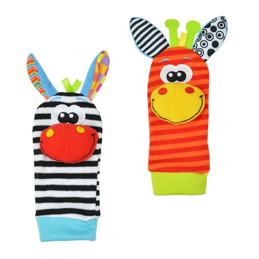 Baby Rattles Toy 0-12Months Wrist Strap Rattles Animal Socks Toy New Wristbands Infant Soft Handbells Hand Foot Socks