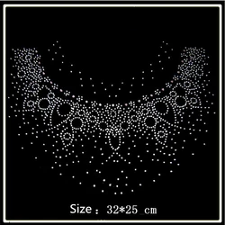 32*25cm Round collar hotfix rhinestones motif heat transfer iron on patch garment accesspries patch for women dress neckline