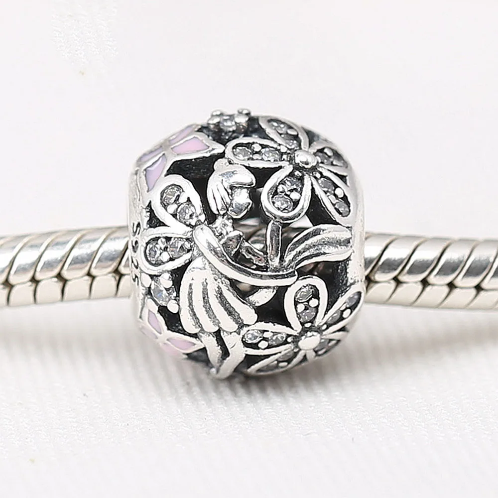 

Authentic 925 Sterling Silver Beads Flower Fairy Glaze Crystal Bead For Original Pandora Charm Bracelets & Bangles Jewelry