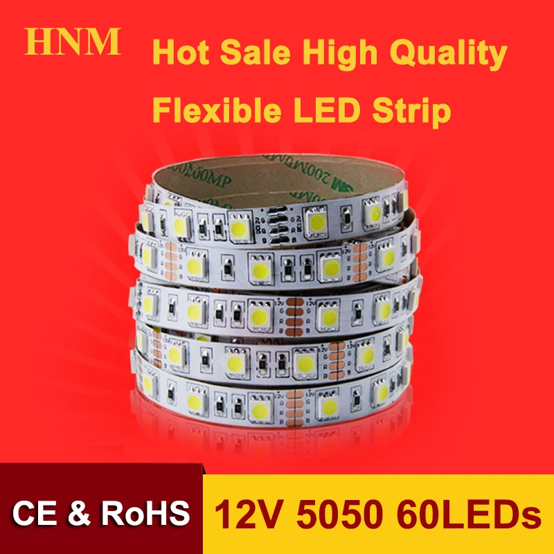 

5M 60LEDs/m 5050 LED Strip Light SMD5050 Flexible Tape DC 12V LED Light TV Red Green Blue Yellow White Yellow Orange Pink Purple