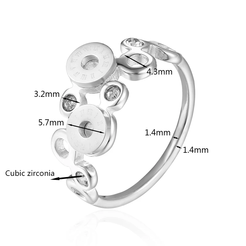 New Unique 4 Small Circles 4 Zircon 2 Roman Numerals Circle Women Ring Gold Rose Gold Silver Color Wedding Ring For Women