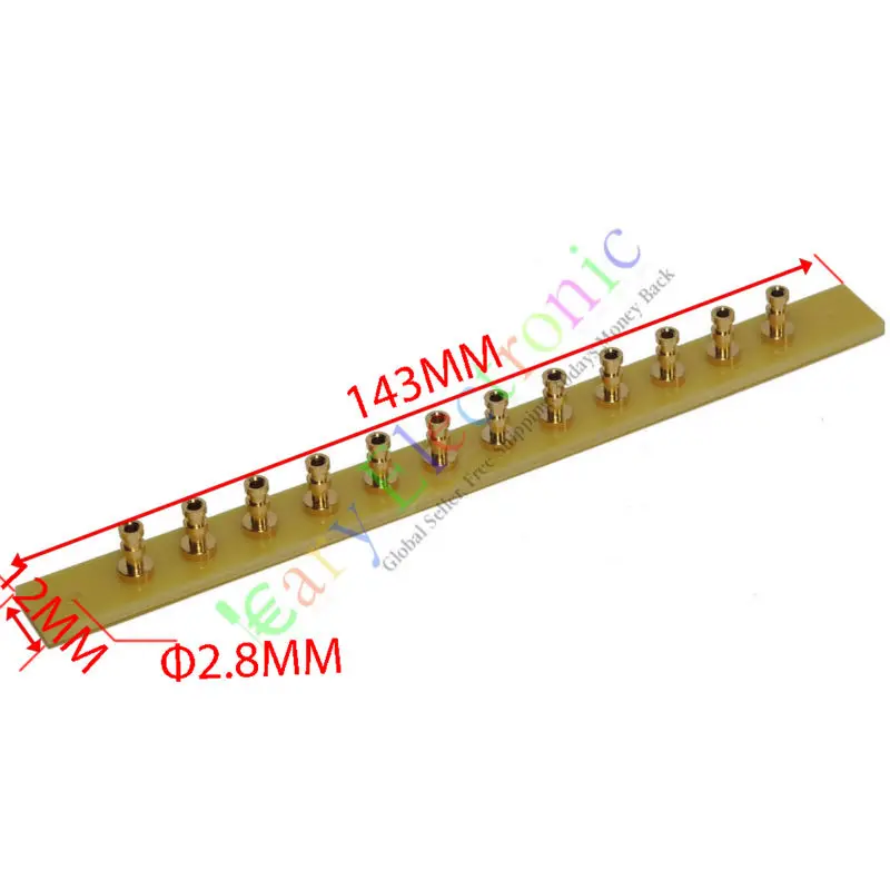 Wholesale and retail 50pc copper plated Gold Fiberglass Turret Terminal Strip 12pin Lug Tag Board amp free shipping