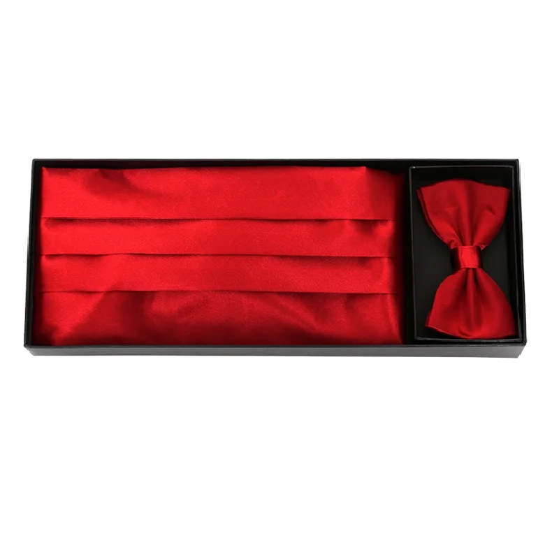 cummerbund wide elastic belt handkerchief bow tie Pocket square 3pcs in 1