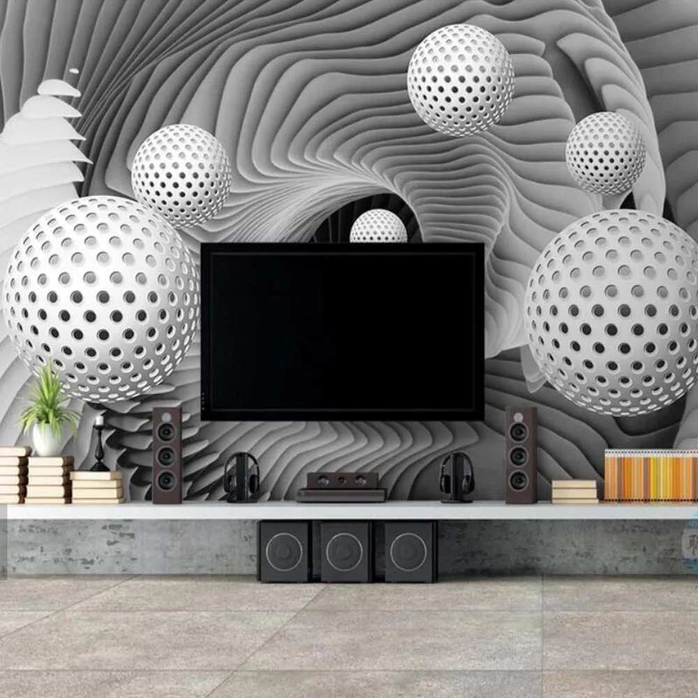 Abstract White Ball Vortex Wallpaper Mural 3D Printed Photo  Murals Living Room Home  Decor Modern 