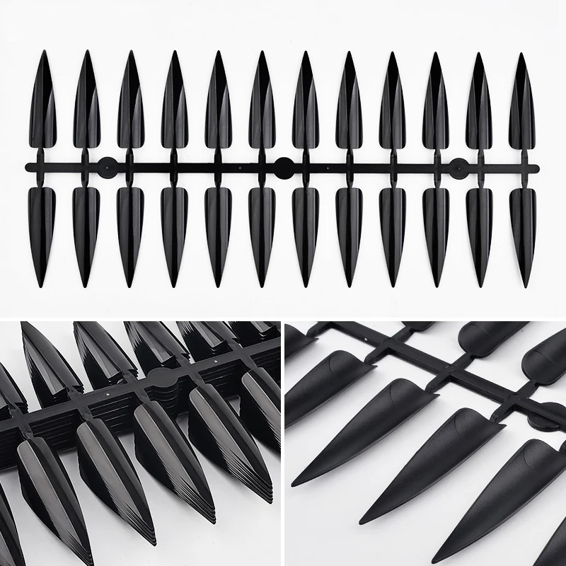 240-teiliges Nagelkunst-Set, klare, natürliche, vollständig bedeckende, ovale, spitze Stiletto-Kunstnägel für künstliche Maniküre im Salon – Detail 5