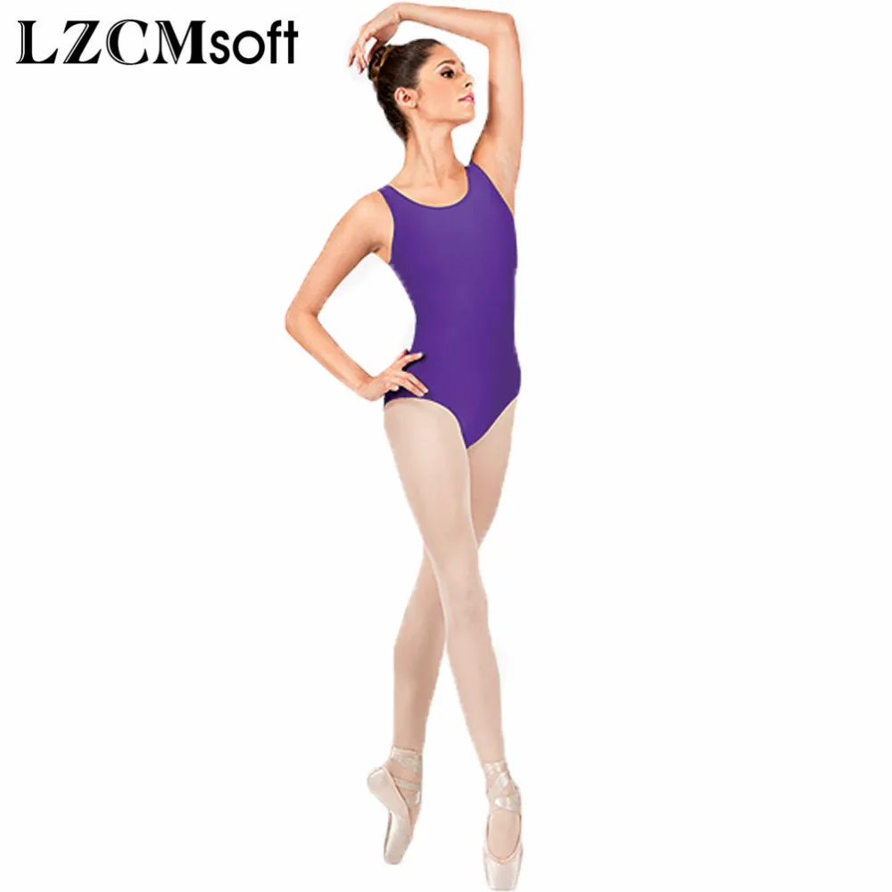 LZCMsoft Adult Scoop Tank Dance Leotard Women Spandex Nylon Black Gymnastics Leotards Jumpsuit Great for Taking Ballet Class