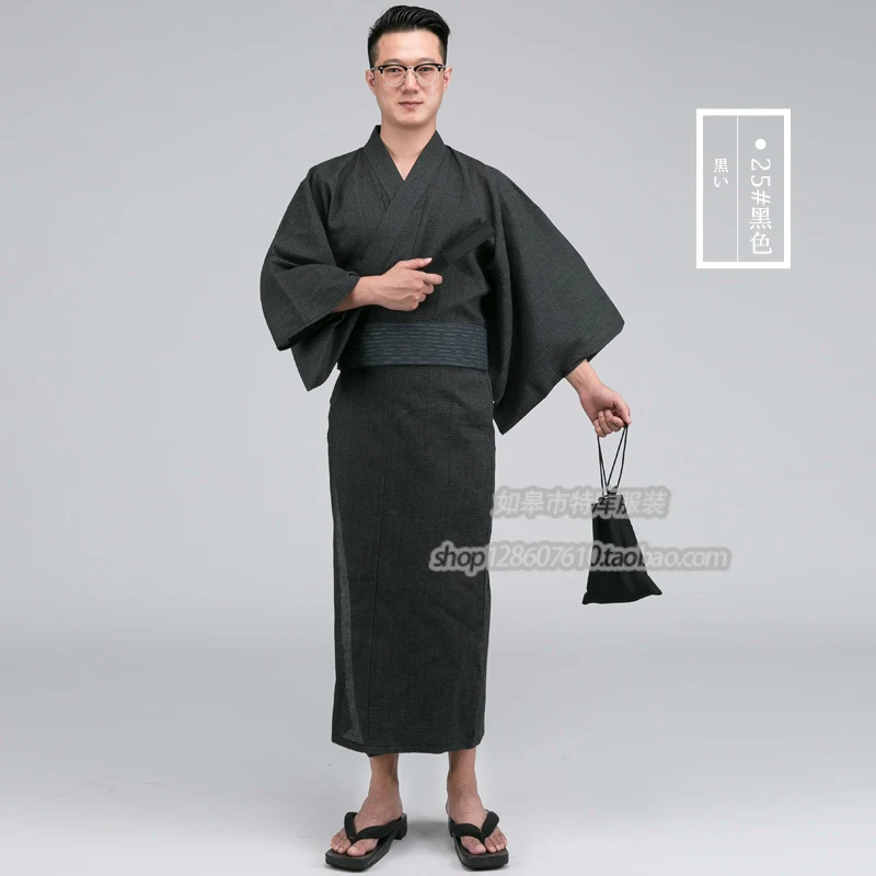 Roupões de banho masculinos tradicionais japoneses, roupões de algodão yukata para homens, roupa de banho verão, roupa de dormir com cinto e