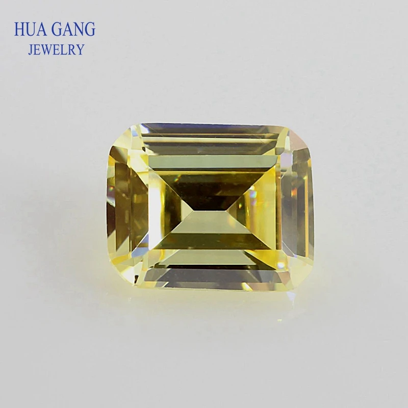 

Lemon Octangle Shape Step Cut Stone Synthetic Gems Cubic Zirconia For Jewelry Size 4x6~10x14mm