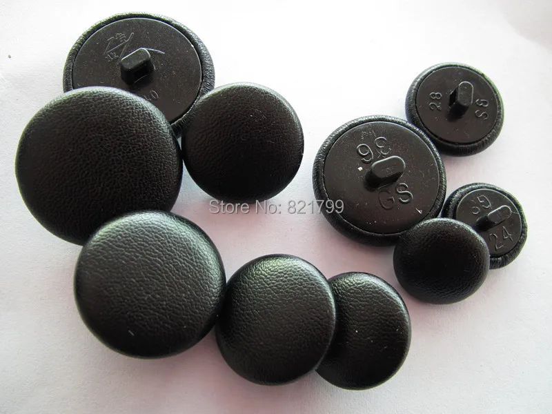 

44L fabric covered button black color plastic shank fashion Imitation Leather covered shank button for cloth 300pcs