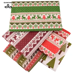 QUANFANG 5 pz/lotto Serie Di Natale Stampato In Cotone E Lino Tessuto Per Patchwork e FAI DA TE, Quilting, Cucito, Divano, borsa tavolo, Tenda, Cuscino