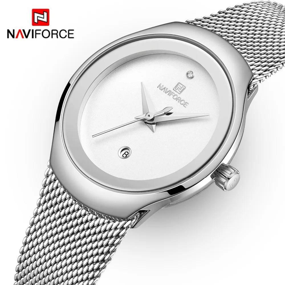 NAVIFORCE Fashion Casual Lady Watch Stainless Steel Quartz Women Watches Calendar Waterproof Girl Clock Female Relogio Feminino