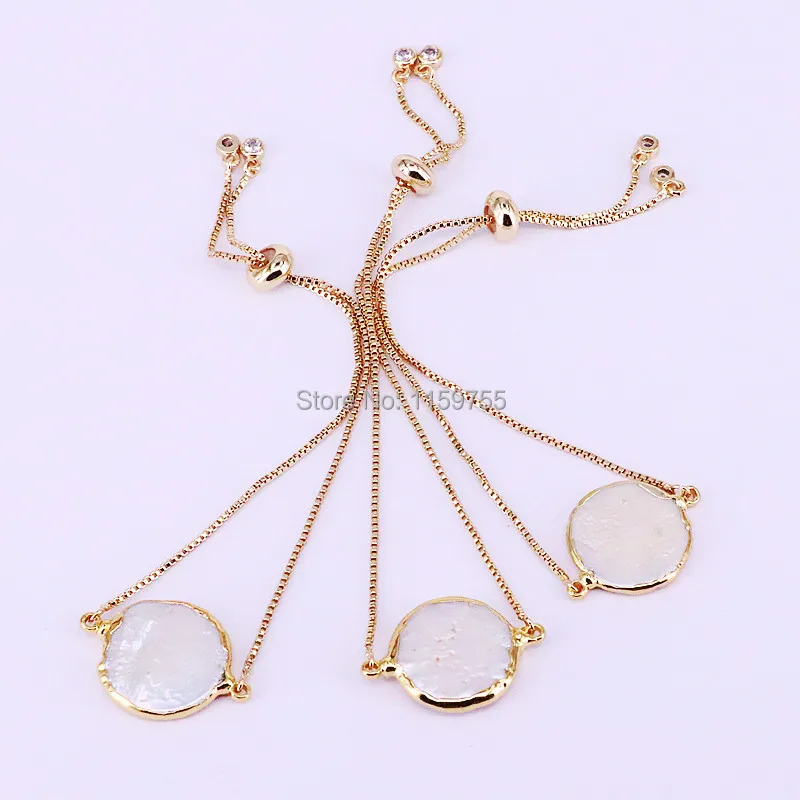 

8Pcs Gold Color Round Natural Freshwater Pearl Charm Bracelet For Women Gift Fashion Jewelry