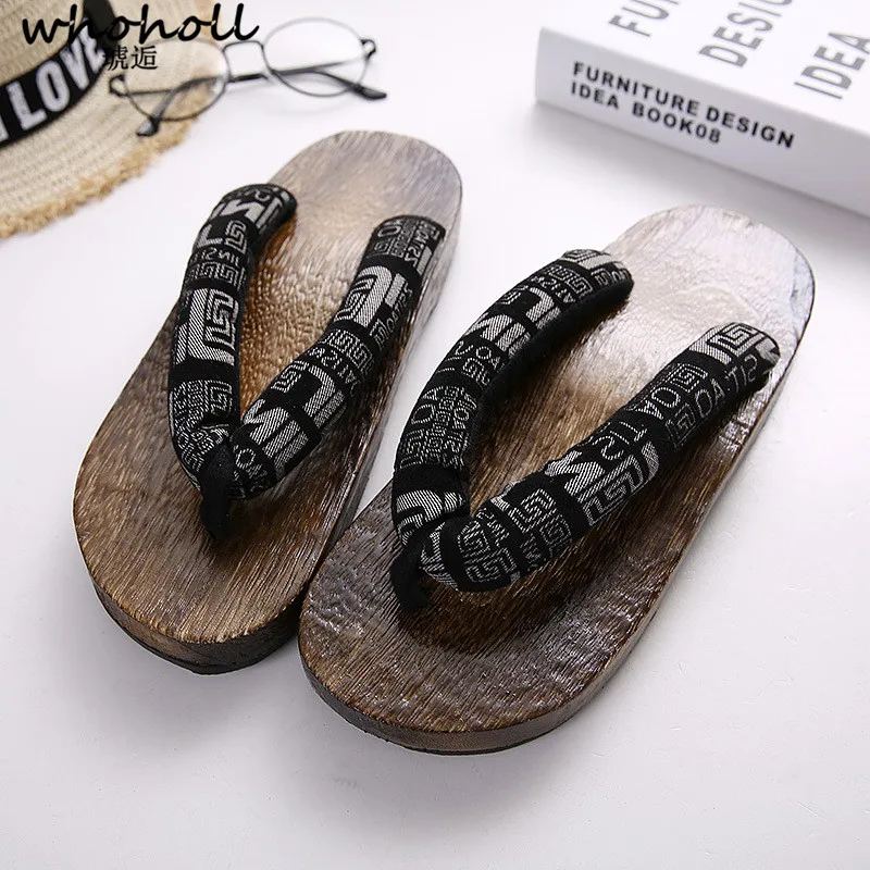 Whoholl Geta Anime Anime Cosplay Kostuums Japanse Geta Sandalen Zomer Sandalen Mannen Platte Houten Schoenen Klompen Slippers Flip-Flops