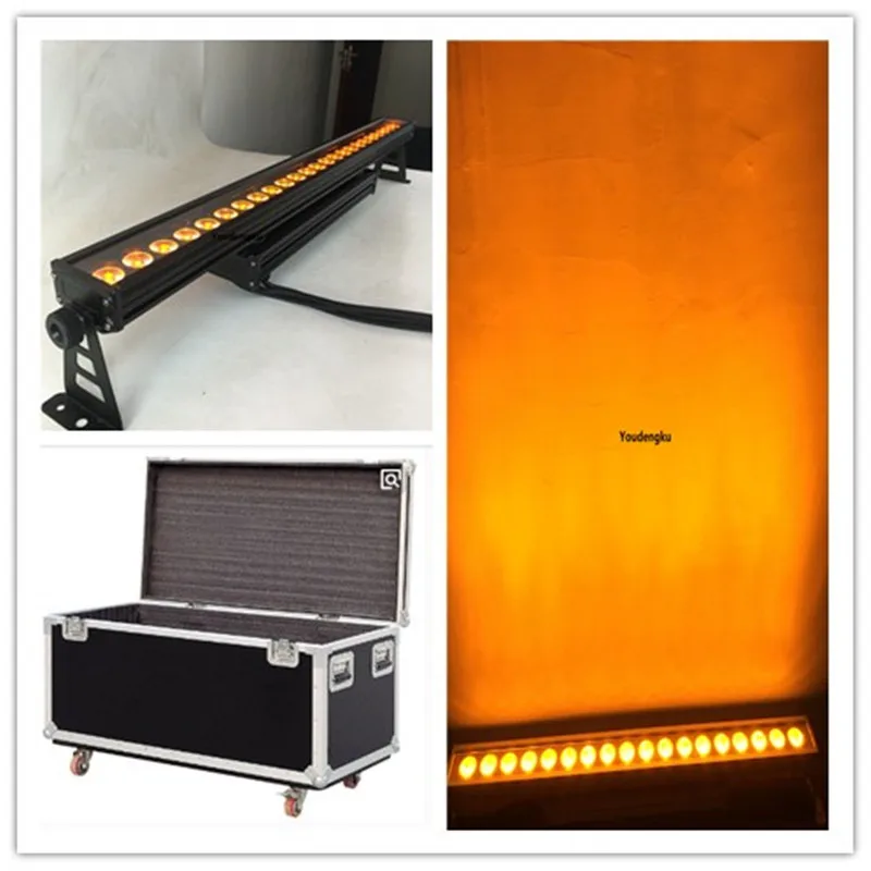 4 pieces with flightcase  dmx512 IP65 24x10w rgbw led wash bar stage light waterproof color changing led wall washer