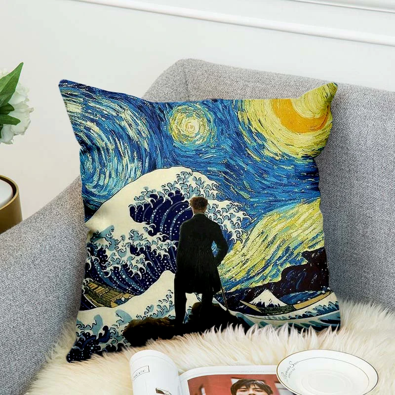 Japanese Famous Paintings The Great Wave High Grade Decorative Pillow Case Car Home Sofa Cushion Cover 3D Digital Print style-8