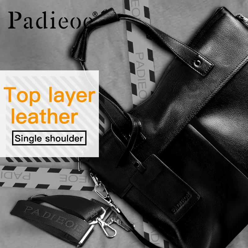 2017 Men Bag Padieoe  Design Men\'s Briefcase Genuine Leather 14\