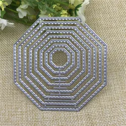 8pcs Stitched Lable Octagon Frame  Metal Cutting Dies Stencil for DIY Scrapbooking Embossing Album Paper Cards Decorative