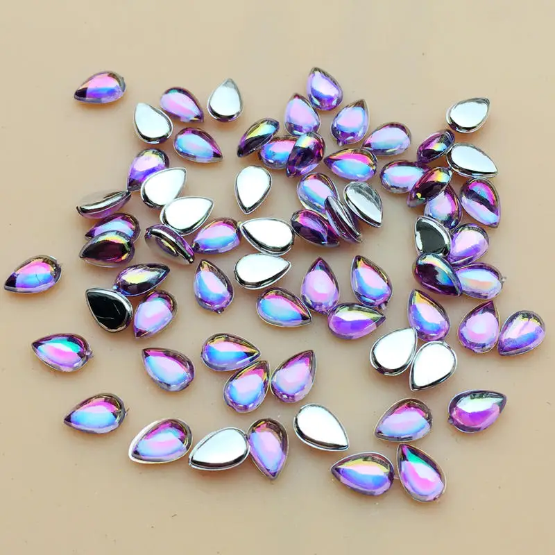 4*6mm 200pcs AB Crystal Flat Back Water drop Rhinestones Resin Gems Glue Beads Non Sewing Crystal Stones for Crafts -A564