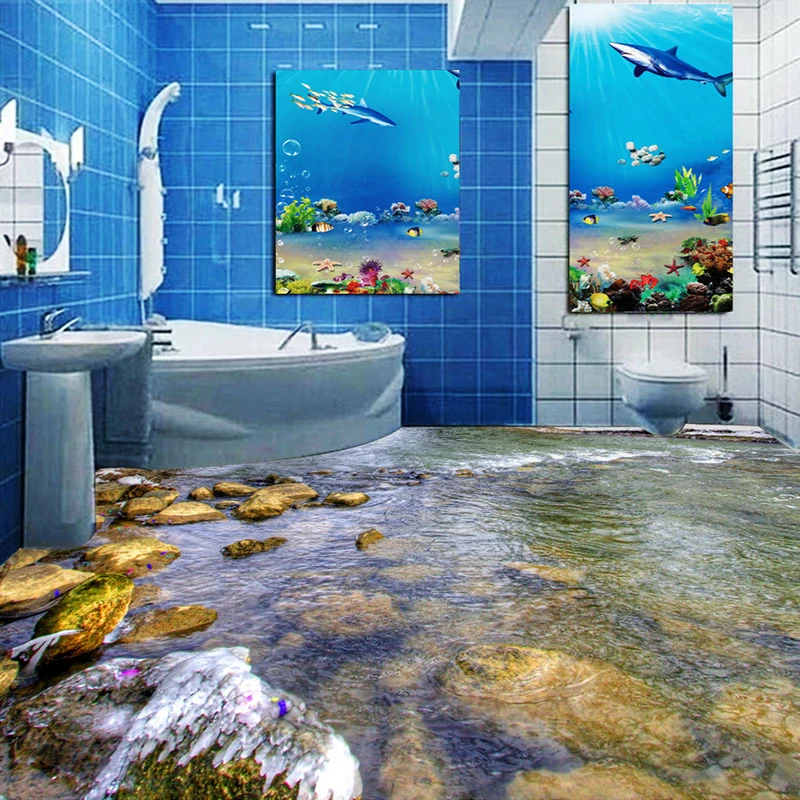 

High Quality Custom Photo Floor Wallpaper Small River Stream Water 3D Stereoscopic PVC Self-adhesive Floor Sticker Mural Decor