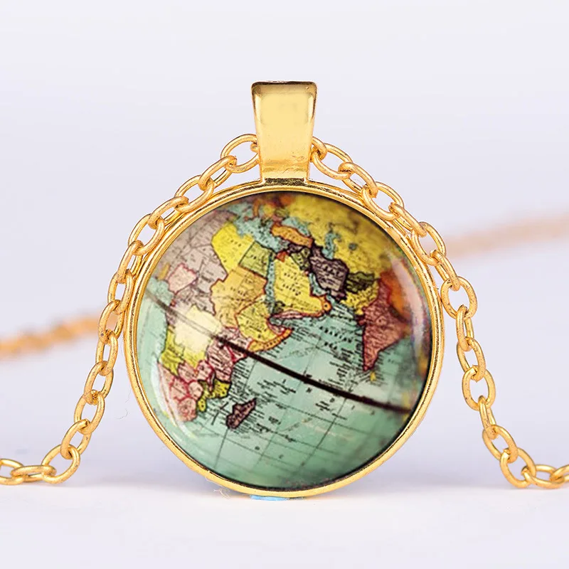 Hot Women Fashion  Cute Retro chain Necklace Retro Earth Map Time Gems Party Gift Jewelrty N1167