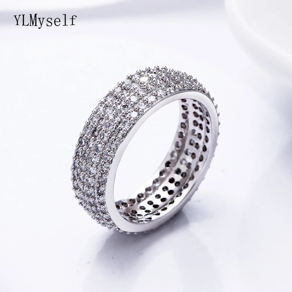 High quality Circle Round Small crystal Ring Rhodium/Gold-color Jewellery Cubic Zirconia Shiny Jewelry rings Fast shipping