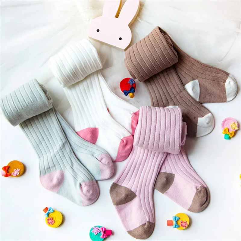 5pcs  Anyongzu Unisex Winter Combed Cotton Small Fresh And High Elastic Vertical Stripes Baby Leggings  Children pantyhose