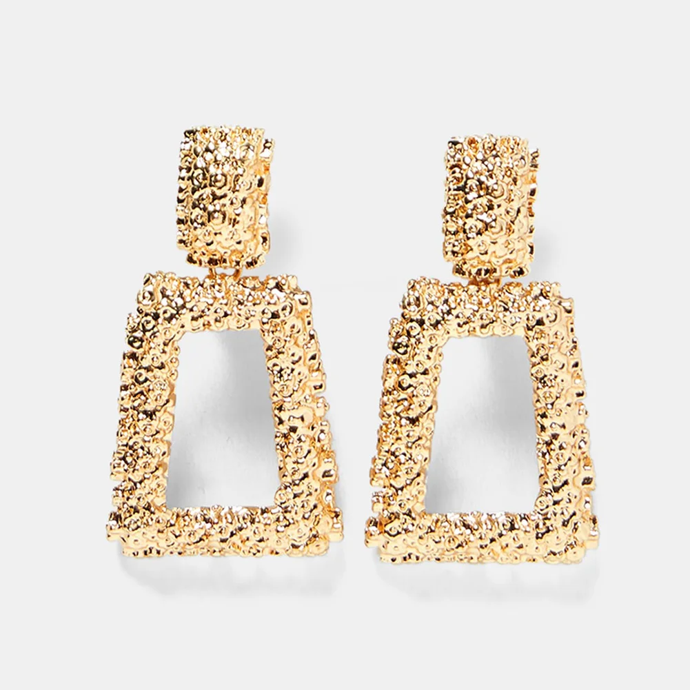 2019 Vintage Big Clip On Earrings Without Piercing Statement Hanging Earring Metal Ear Clips for Women Party Fashion Jewelry image 5