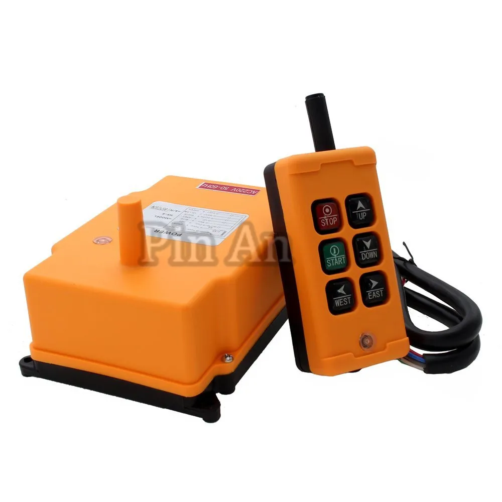 6 Key Crane Industrial Remote Control Wireless Transmitter Push Button Switch (AC/DC 12-24V)