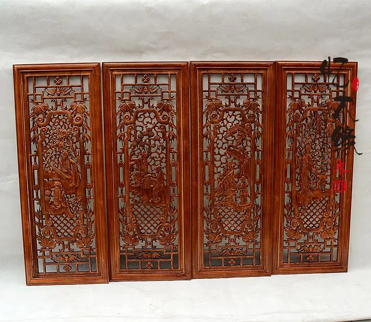 Dongyang woodcarving entrance partition, screen incense camphor wood, television background wall pendant, antique solid wood wal