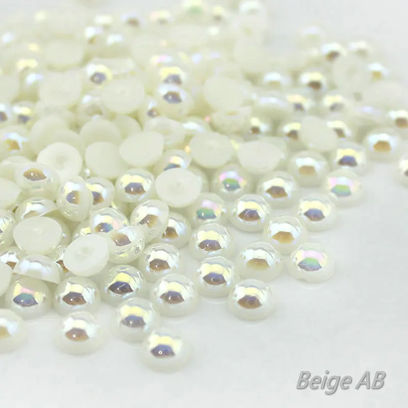 Wholesale!flatback AB White ABS imitation pearl beads Jewelry Accessories Phone Decoration Scrapbook Beads Wedding Dress DIY