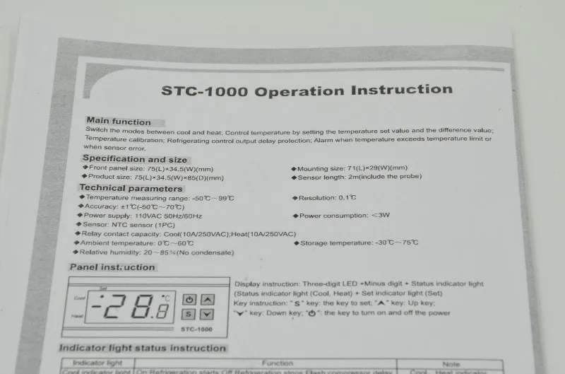 All-Purpose Temperature Controller+ Sensor 2 Relay Output Thermostat Stc-1000 12V 24V 110V 220V