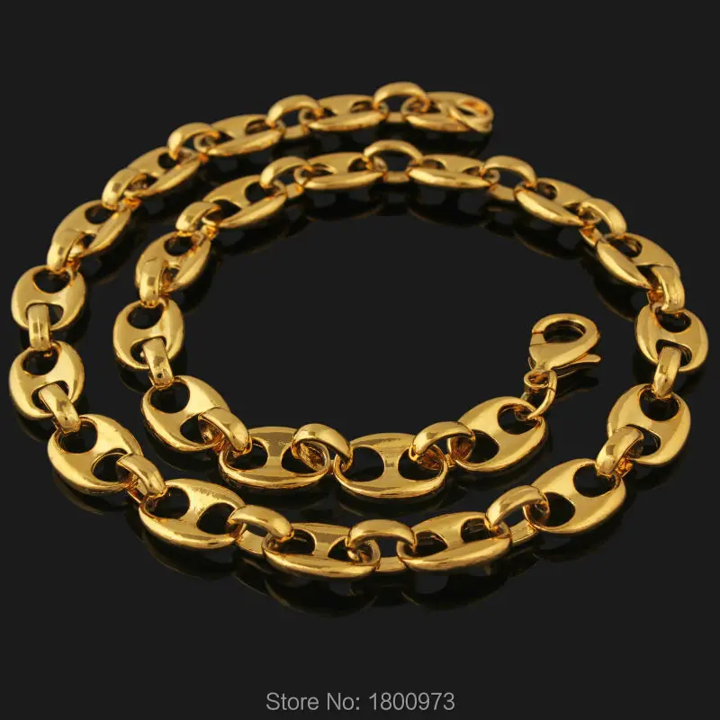 New Unique Heavy Individuality Necklace  Gold Color Men Jewelry Necklace 0.36inches18inches Chokers Necklace Wholesale