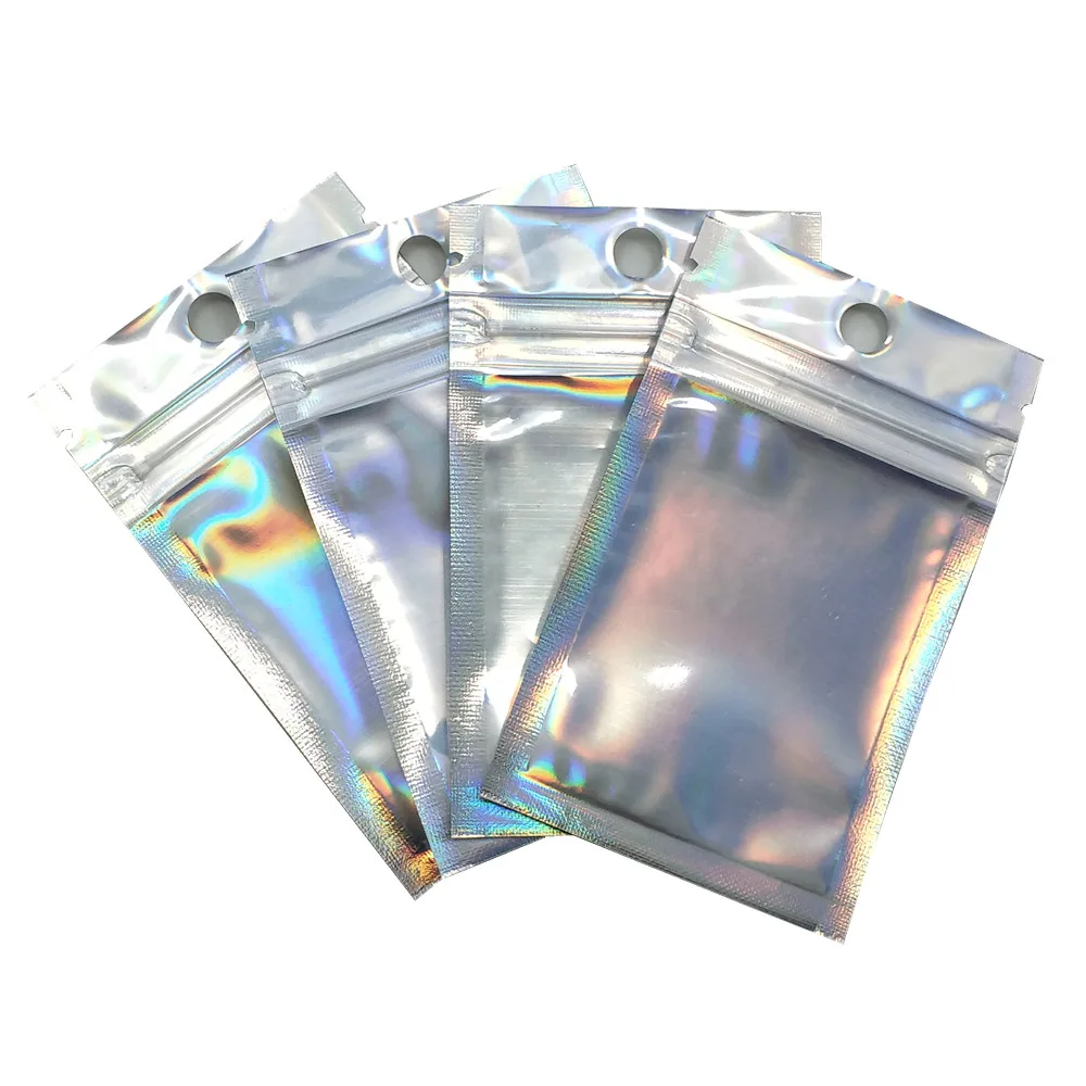 

Foil Ziplock Bags Hang Hole Mylar Aluminum Plastic Packaging Bag Self Seal Foil Mylar Bags for Toy Jewelry Earring Electronic