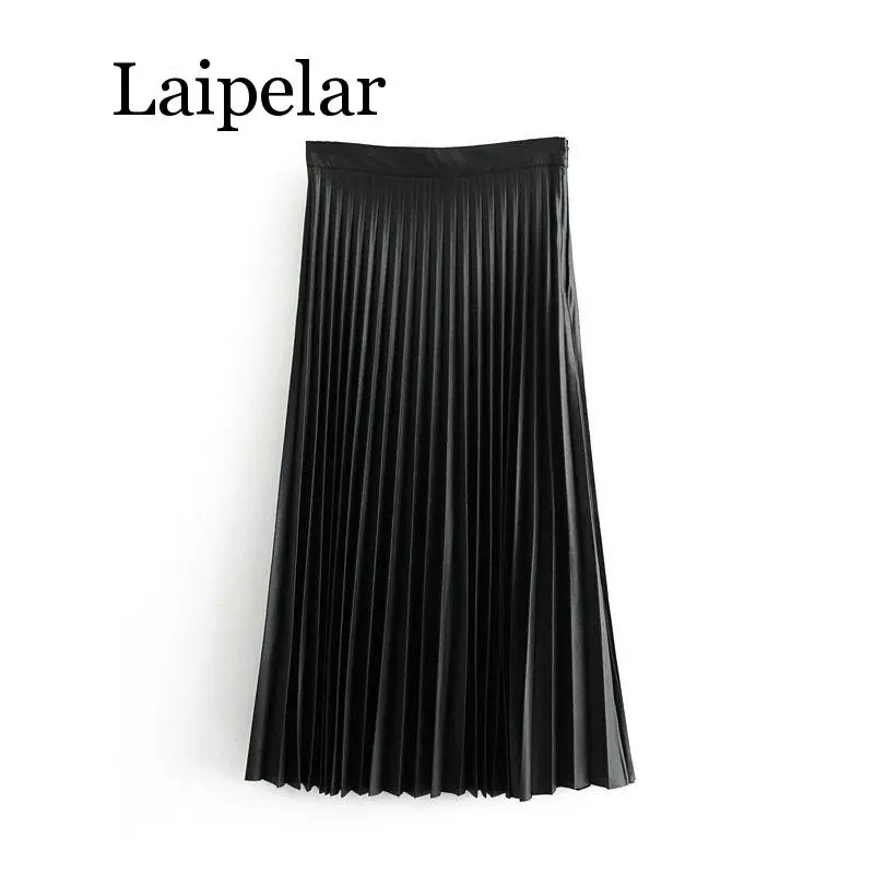 Women's Skirt Harajuku Korean fashion retro high waist side zipper pleated MIDI skirt large size black Gothic holiday calf skirt