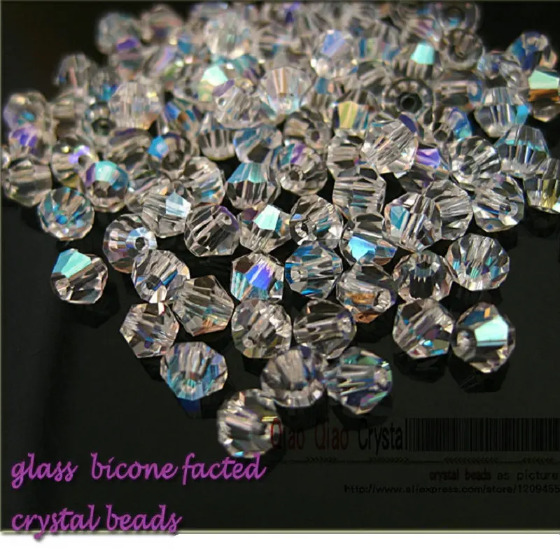 200pcs/Lot,Jewelry Beading Glass Beads Clear AB/Crystal AB 4MM Crystal Bicone Garment Beads Necklace Bracelet Accessories