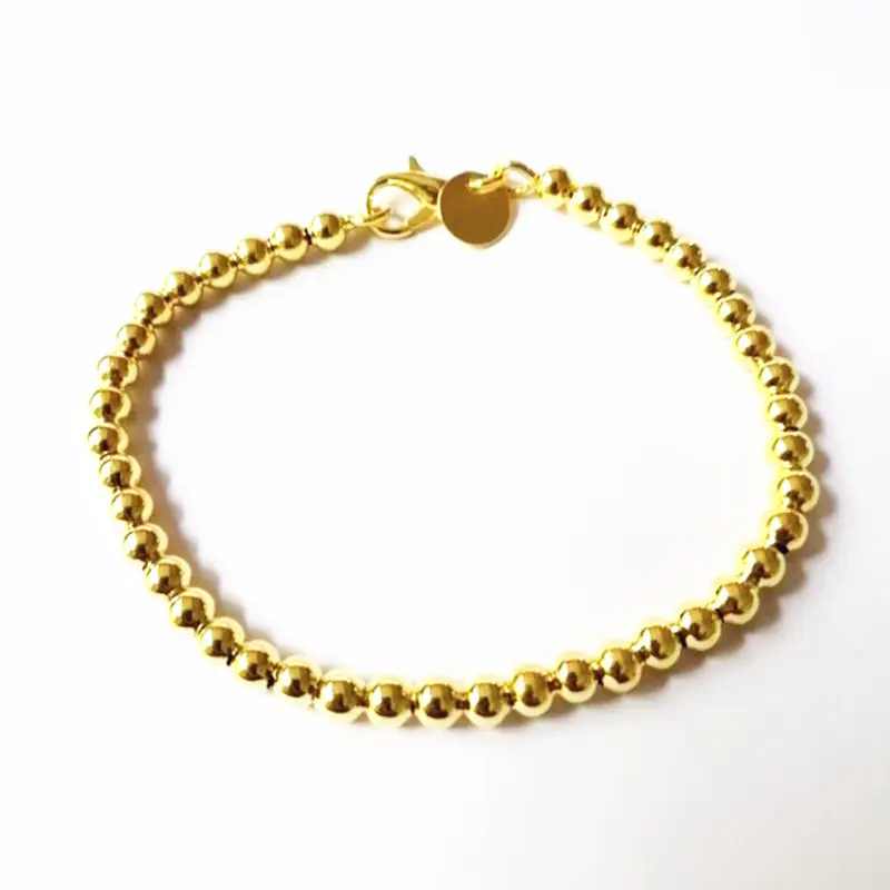 Cadena de cuentas de 4MM para mujer, brazalete bonito de alta calidad, joyería hermosa, color dorado y plateado, H198