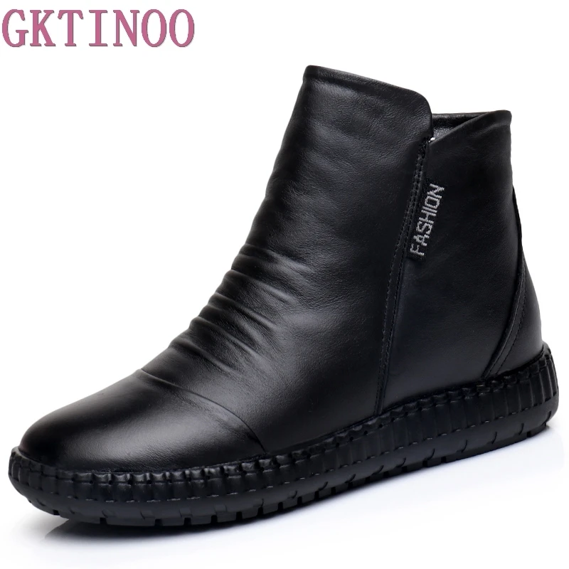 GKTINOO New 2024 Autumn Fashion Women Genuine Leather Boots Handmade Vintage Flat Ankle Botines Shoes Woman Winter botas