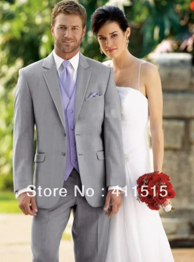 

FREE SHIPPING/gray men wedding tuxedo!Light Grey Groom wear Tuxedos Wedding Bridegroom/Groomsman dresse /CUSTOM GROOM SUIT