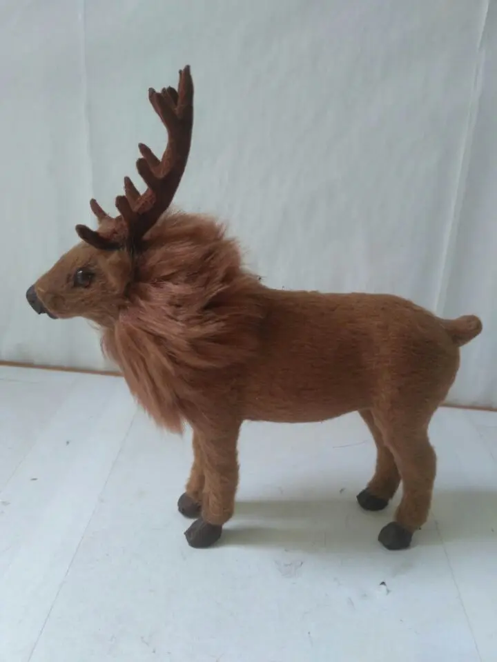 new simulation reindeer model plastic&fur brown reindeer toy about 18x17cm