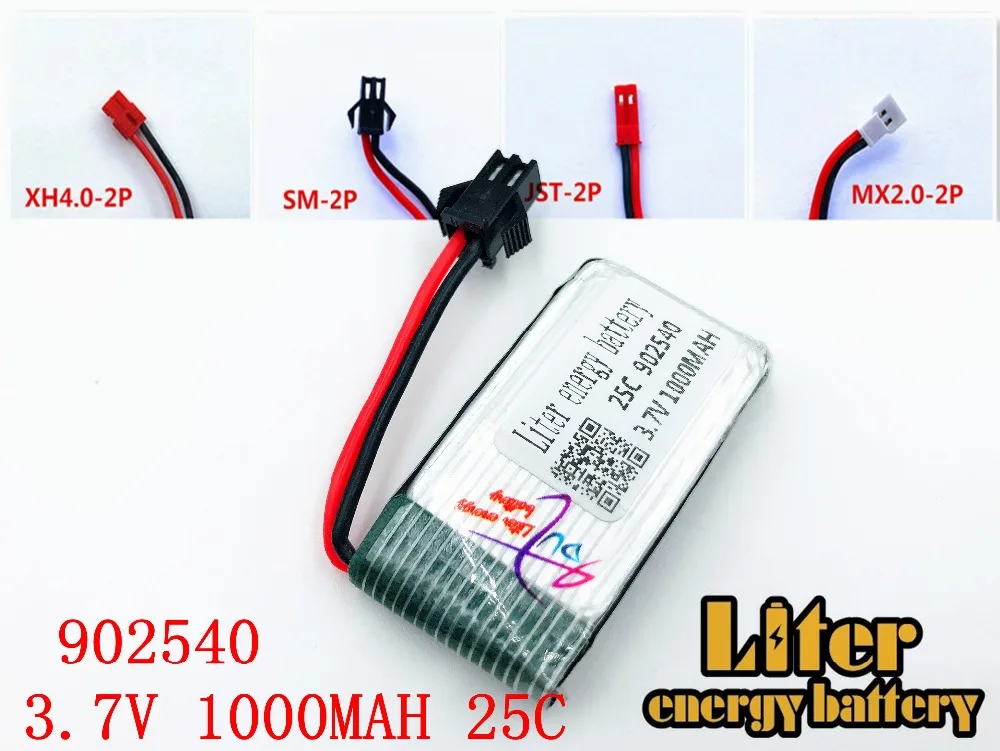 Batería Lipo de 3,7 V, 1000mAh, 25c, 902540 para Syma X5 X5HC X5HW CX-30 K60 RC Quadcopter, pieza de repuesto para Dron de la mejor calidad