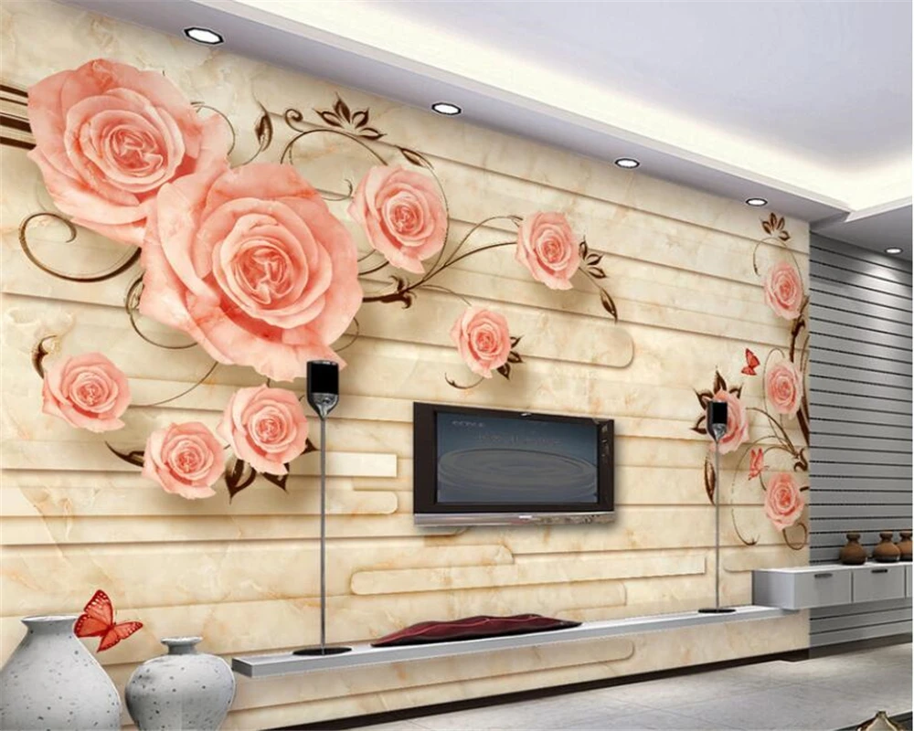 

European marble reliefs roses TV sofa background wall wallpaper for walls 3 d murals paper wall papers home decor beibehang