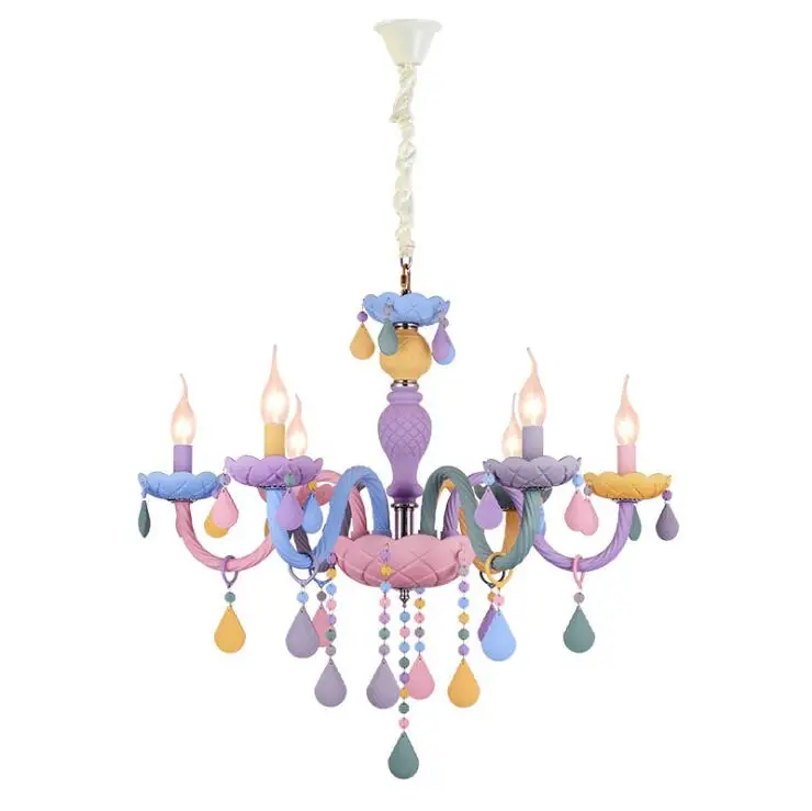 Macaron sweet color candle chandelier restaurant lamp bedroom lamp children\'s room girl princess home decoration lamps.