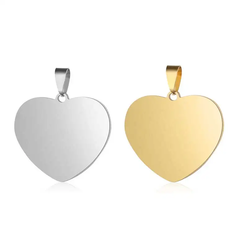 3pcs/Lot Stainless Steel Mirror Polish Blank Heart Pendant Wholesale Jewelry Finding Accessories Initial Name Dog Tags